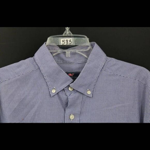 VINEYARD VINES CLASSIC FIT TUCKER SHIRT LS BUTTON FRONT SIZE LARGE BLUE GINGHAM - Picture 2 of 7